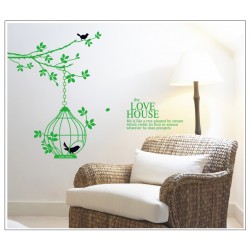 Removable Wall Sticker-Tree Branches with Bird Cage（the love house)