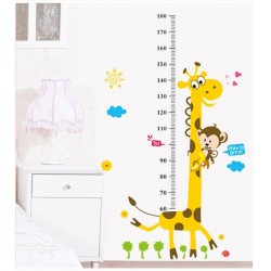 Removable Wall Sticker-Giraffe Monkey with Kid Height Chart